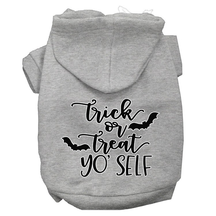 Trick or Treat Yo' Self Screen Print Dog Hoodie Grey XXXL